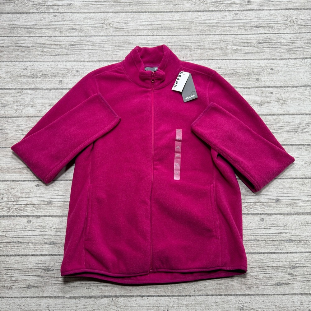 NEW Sears Jacket Women's Large Pink Fleece Lined Zip Up Mockneck Thermal Outdoor